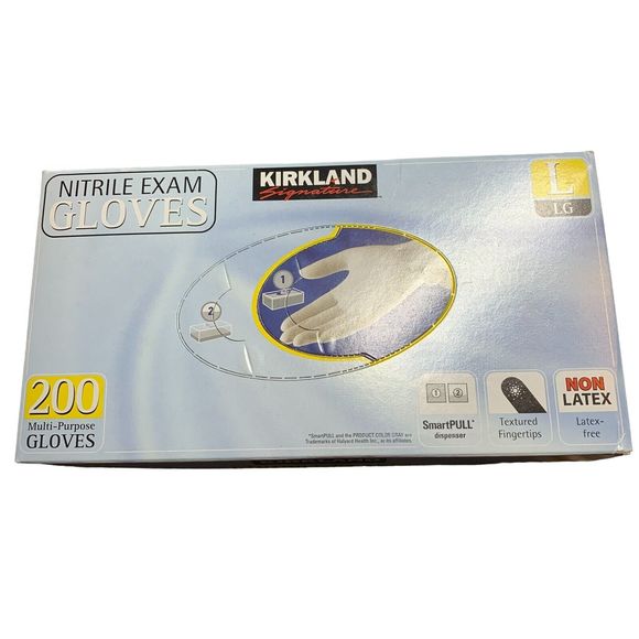 Kirkland Signature Latex Free Nitrile Exam Gloves Large Lot of 200 Textured Tip - Picture 2 of 6